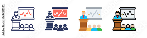 Presentation Multi Style Icon Set Vector 