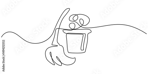 mop and bucket continuous line art drawing. Cleaning service concept, Mop and bucket continuous line art drawing. Cleaning service concept, Cleaning tools one line colored continuous drawing.