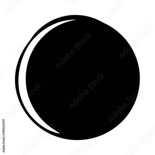 Black and White Circular Shape with a Crescent Cut Out Design