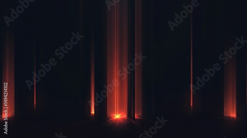 Abstract Orange Light Pillars on Dark Background Create an Eerie Atmosphere