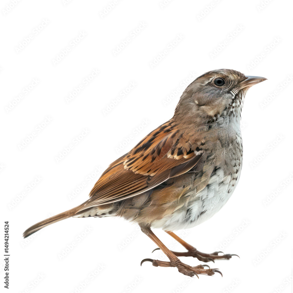 Fototapeta premium Dunnock bird fly full body isolate on white background
