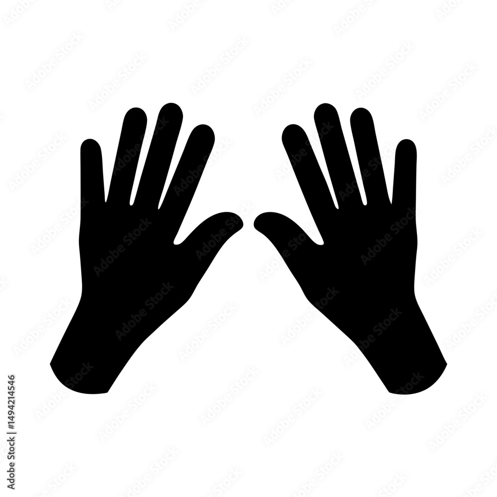 Obraz premium Pair of open hands in a minimalist black and white illustration