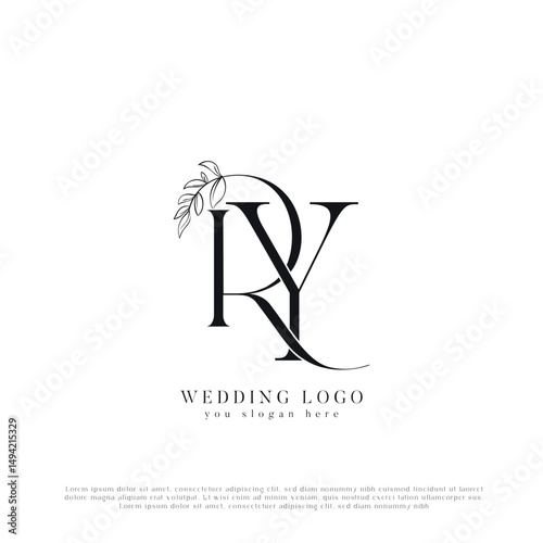 RY Wedding Logo with Floral Wreath