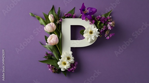 Floral letter P, purple background (1)