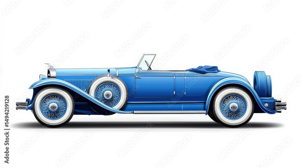 Fototapeta premium Classic Car Design with Sharp Edges and Soft Gradients on White Background