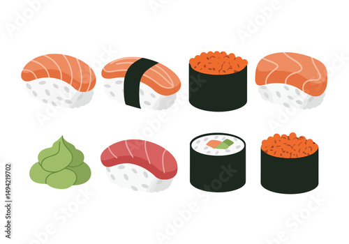 Sushi Assortment: Fresh Japanese Cuisine Illustration