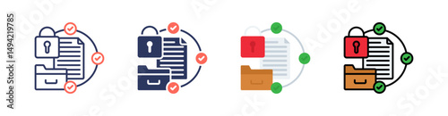 Data Privacy Multi Style Icon Set Vector 