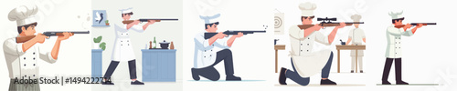 chef character vector practicing shooting