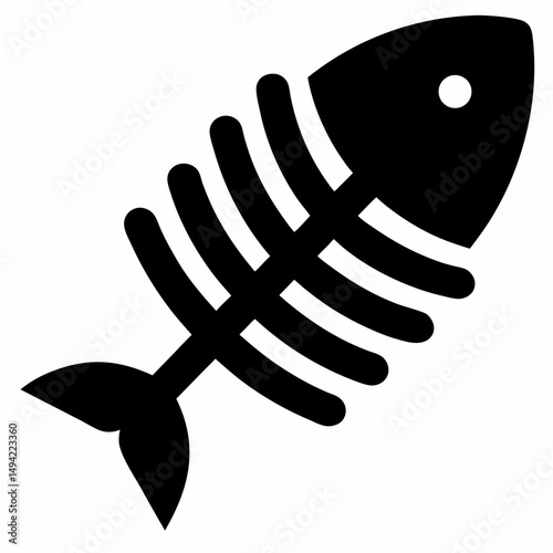 Con of fish bone symbol black icon on white background.