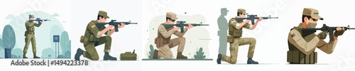 soldier character vector shooting practice