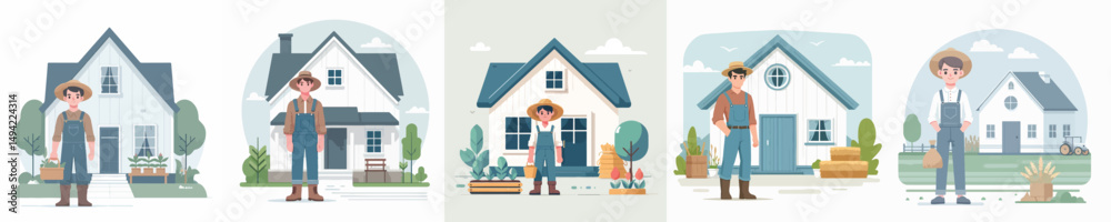 vector architect standing in front of house vector architect standing in front of house