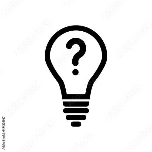 question mark light bulb thin line vector icon