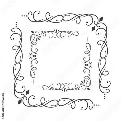Elegant black floral frame ornaments and decorative borders of collection