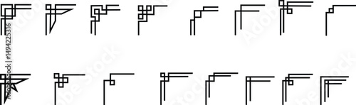 Chinese frame decorative corner icon set isolated with transparent backgrounds design for your text or image, borders divider, labels, certificate completion template elements, photo framed minimalist