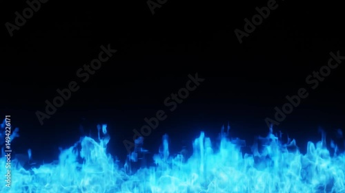 3d rendering of blue fire effect animation on dark background