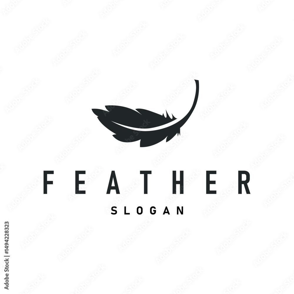Obraz premium simple minimalist elegant logo feather animal fur illustration template symbol brand product business