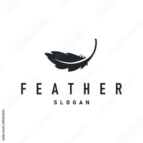 simple minimalist elegant logo feather animal fur illustration template symbol brand product business