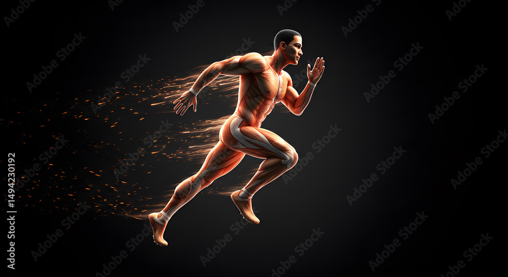 Fototapeta premium Anatomy of Runner Body in Motion Illustration