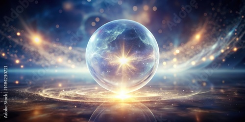 A close-up of a glowing, ethereal orb suspended in mid-air, surrounded by an aura of soft