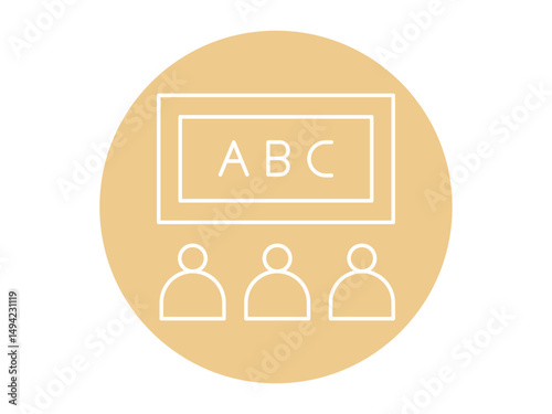 Classroom icon. Back to school icon and symbol. School equipment. White outline Icon. Simple outline icon.