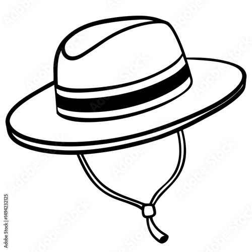 Boater Hat Silhouette – Black Vector on White
