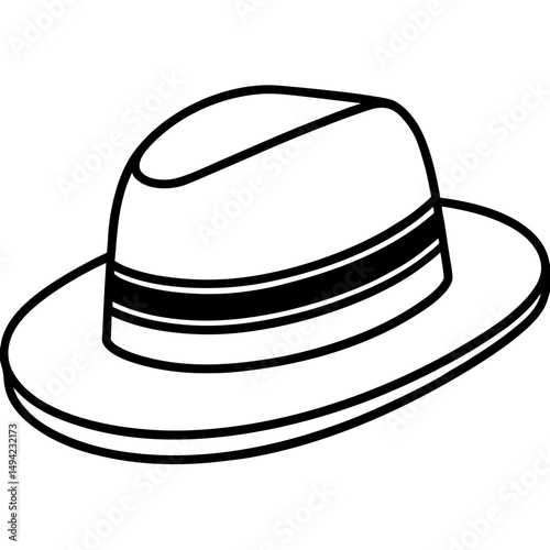 Boater Hat Silhouette – Black Vector on White
