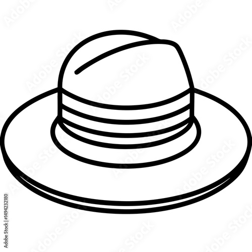 Boater Hat Silhouette – Black Vector on White
