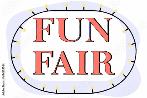 Bold neon signage spelling fun fair in glowing red tones great for carnival themes entertainment visuals and urban nighttime aesthetics