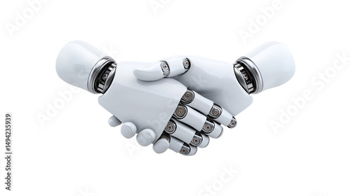 Robotic handshake symbolizing human and AI collaboration