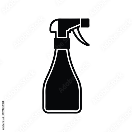 Minimalist black silhouette of a spray bottle cleaning supply for household maintenance