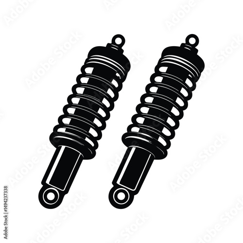Vector illustration of two black shock absorbers isolated on a white background