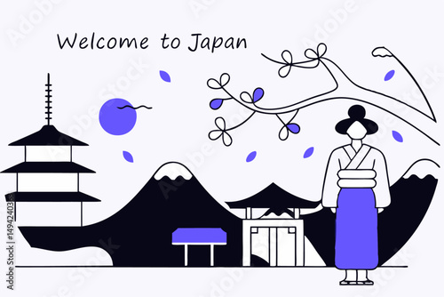 3D Animated Stylized Cartoon Geisha in Traditional Kimono with Graceful Pose and Elegant Hairstyle