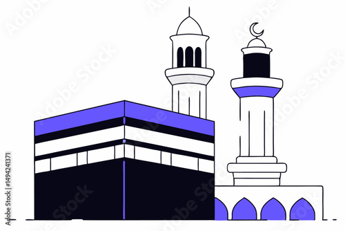 minimalist outline drawing of islamic holy