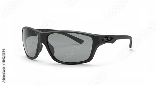 An isolated shot of sleek, black sunglasses, perfect for eye protection against the sun.