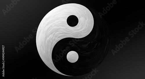 Yin Yang Symbol on Black Background