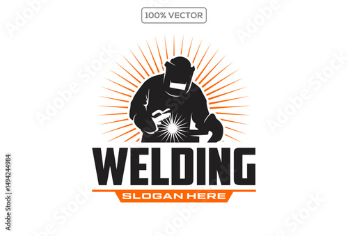 vector graphic of custom welding fabrication company logo design