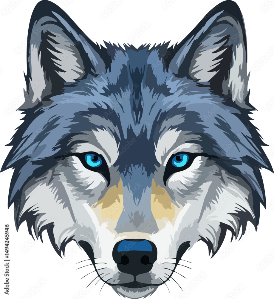 Fototapeta premium Modern Wolf Eyes Illustration with Linear Detail for Digital Use