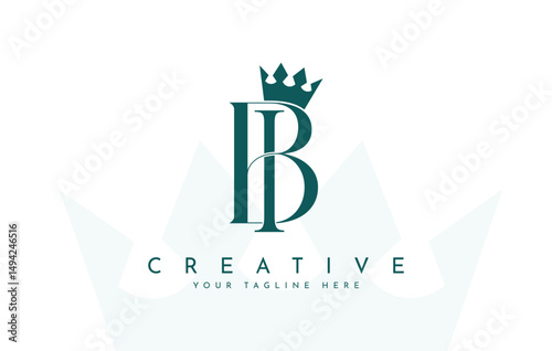 BI initials logo with crown Creative brand identity