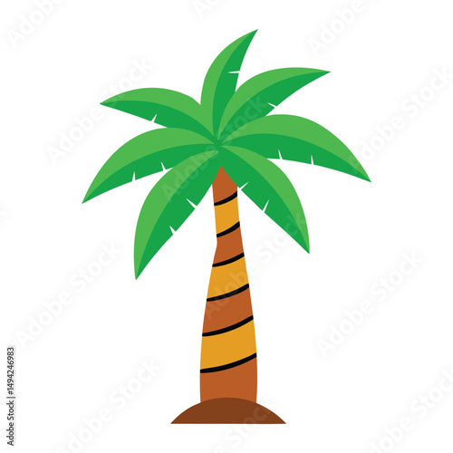 doodle cartoon vector illustration of a palm tree with color and outline versions isolated on white background