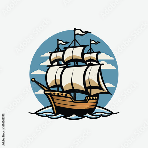 High-Quality Ship Vector Illustration – Nautical, Marine, and Vintage Sailing Designs for Graphic Projects