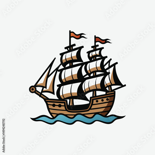 High-Quality Ship Vector Illustration – Nautical, Marine, and Vintage Sailing Designs for Graphic Projects