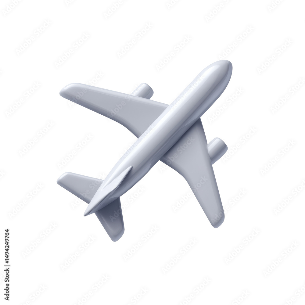 Obraz premium White Airplane Model Isolated on PNG Background Perspective View Travel