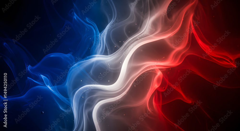 Fototapeta premium Abstract Smoke Blue White Red