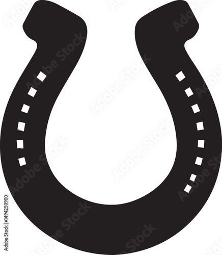 Simple Black Horseshoe Symbol for Design or Print