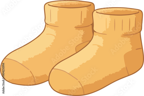 Hand-drawn vector of yellow hiking socks with padded soles