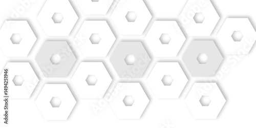 Abstract clean white background featuring a pattern of grey out line hexagons arranged like a honeycomb, Polygonal Honeycomb Elements, Luxury Pattern and Technology-Inspired Design