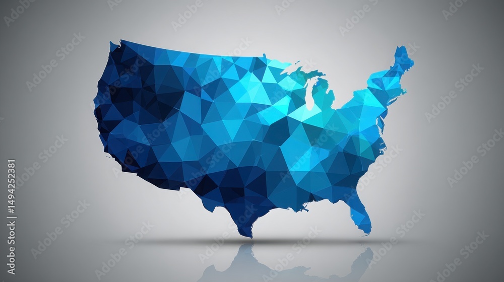 Obraz premium Detailed map of the united states representing quantum economic prediction engine for financial insights