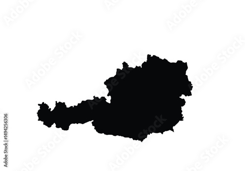 Austria silhouette. This image shows the black silhouette of Austria map, highlighting its geographic form and borders. Vector clipart illustration design.