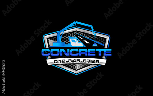 Illustration vector graphic of concrete mixer trucks logo design template