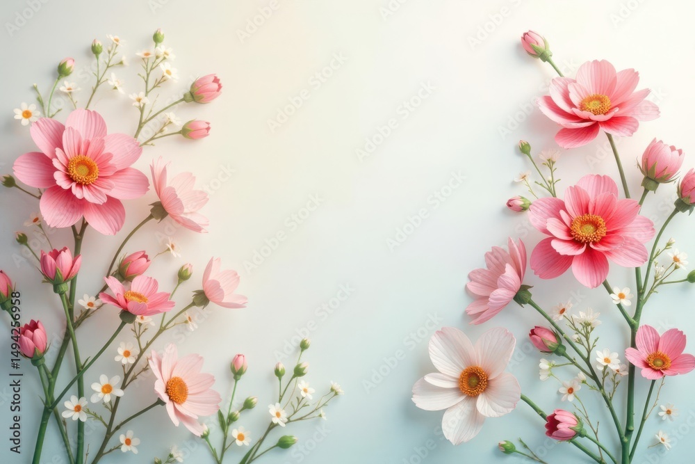 Obraz premium Delicate small-scale floral print on light background, pretty, retro, vintage